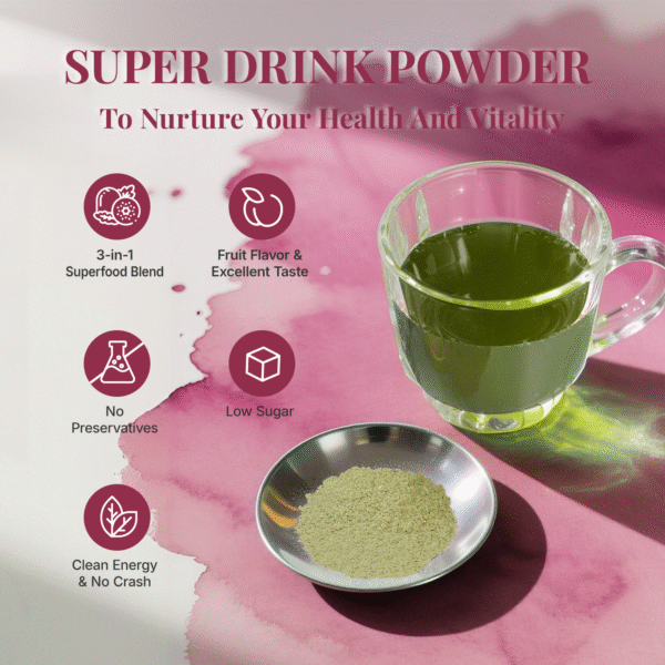 Yerba Mate Tea Powder,3 in 1 Functional Blend Probiotic & Mushroom Energy Drink,11.6oz (30 Servings), Strawberry Matcha - Image 4