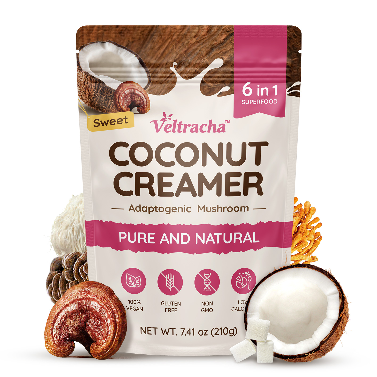 Mushroom Coconut Coffee Creamer, Sweet Flavor