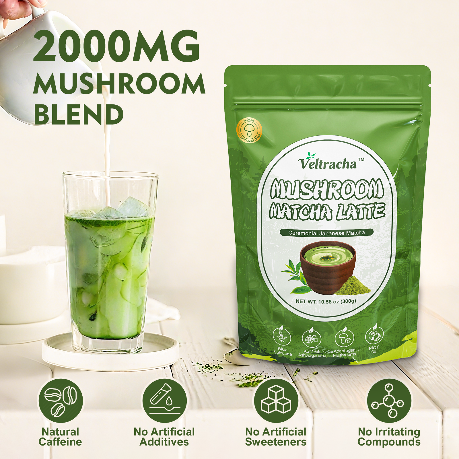 Mushroom Matcha Latte with Spirulina - Image 6