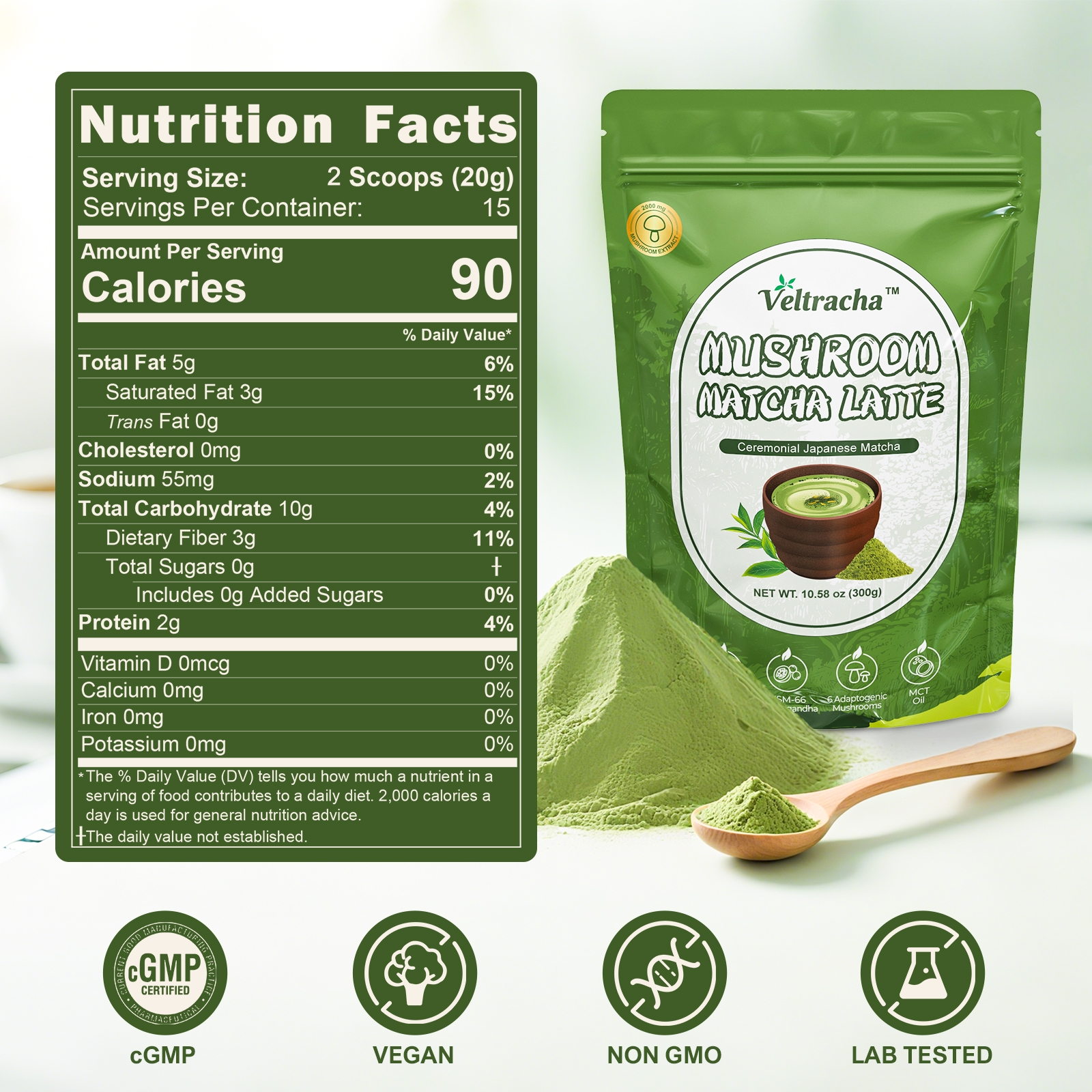 Mushroom Matcha Latte with Spirulina - Image 2