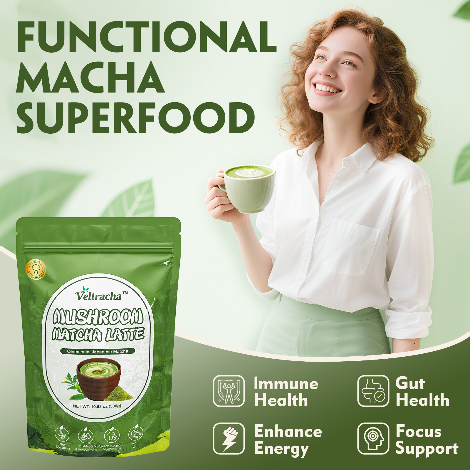 Mushroom Matcha Latte with Spirulina - Image 3